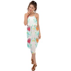 Batik T- Shirt Batik Flower Pattern 5 Waist Tie Cover Up Chiffon Dress