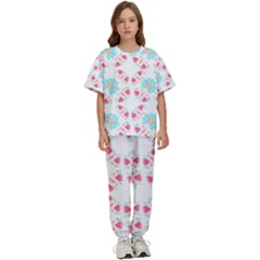 Batik T- Shirt Batik Flower Pattern 6 Kids  Tee And Pants Sports Set