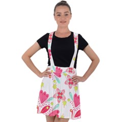 Batik T- Shirt Batik Flower Pattern 7 Velvet Suspender Skater Skirt by maxcute