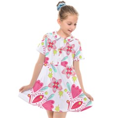 Batik T- Shirt Batik Flower Pattern 7 Kids  Short Sleeve Shirt Dress by maxcute