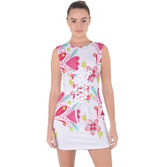 Batik T- Shirt Batik Flower Pattern 7 Lace Up Front Bodycon Dress by maxcute