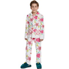 Batik T- Shirt Batik Flower Pattern 7 Kids  Long Sleeve Velvet Pajamas Set