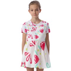 Batik T- Shirt Batik Flower Pattern T- Shirt Kids  Short Sleeve Pinafore Style Dress