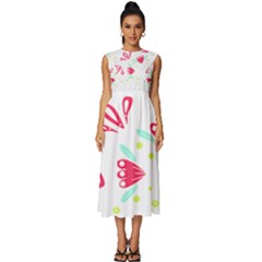 Batik T- Shirt Batik Flower Pattern T- Shirt Sleeveless Round Neck Midi Dress