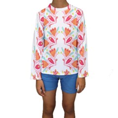 Batik T- Shirt Batik Flower Pattern8 Kids  Long Sleeve Swimwear by maxcute