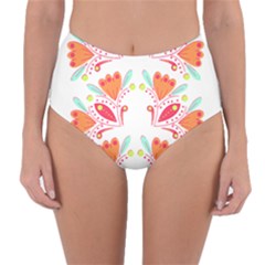 Batik T- Shirt Batik Flower Pattern8 Reversible High-waist Bikini Bottoms by maxcute