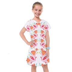 Batik T- Shirt Batik Flower Pattern8 Kids  Drop Waist Dress by maxcute