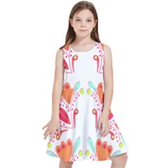 Batik T- Shirt Batik Flower Pattern8 Kids  Skater Dress by maxcute