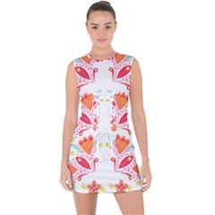 Batik T- Shirt Batik Flower Pattern8 Lace Up Front Bodycon Dress by maxcute