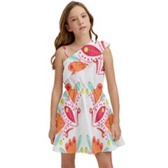 Batik T- Shirt Batik Flower Pattern8 Kids  One Shoulder Party Dress by maxcute