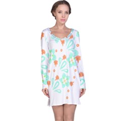 Batik T- Shirt Batik Flowers Pattern 15 Long Sleeve Nightdress by maxcute