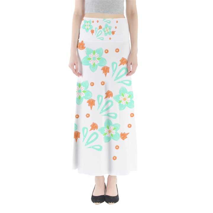 Batik T- Shirt Batik Flowers Pattern 15 Full Length Maxi Skirt