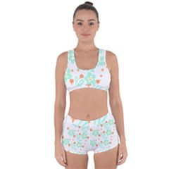 Batik T- Shirt Batik Flowers Pattern 15 Racerback Boyleg Bikini Set