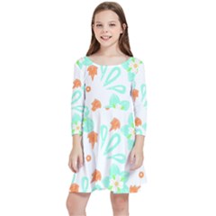 Batik T- Shirt Batik Flowers Pattern 15 Kids  Quarter Sleeve Skater Dress by maxcute