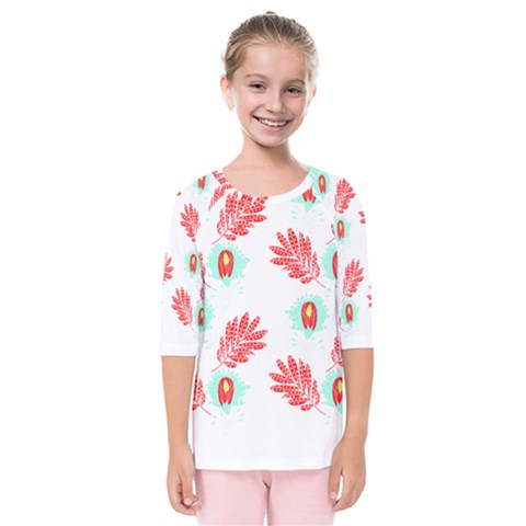 Batik T- Shirt Batik Flowers Pattern 17 Kids  Quarter Sleeve Raglan Tee by maxcute