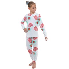 Batik T- Shirt Batik Flowers Pattern 17 Kids  Long Sleeve Set 