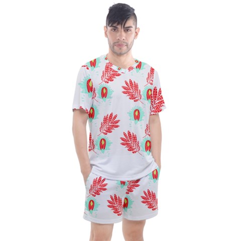 Batik T- Shirt Batik Flowers Pattern 17 Men s Mesh Tee And Shorts Set by maxcute