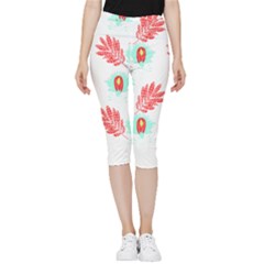 Batik T- Shirt Batik Flowers Pattern 17 Inside Out Lightweight Velour Capri Leggings 