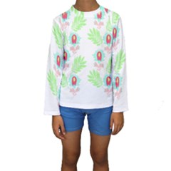 Batik T- Shirt Batik Flowers Pattern 18 Kids  Long Sleeve Swimwear by maxcute