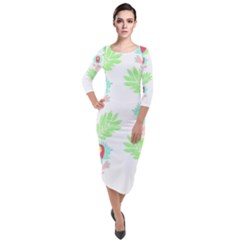 Batik T- Shirt Batik Flowers Pattern 18 Quarter Sleeve Midi Velour Bodycon Dress by maxcute