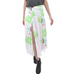 Batik T- Shirt Batik Flowers Pattern 18 Velour Split Maxi Skirt by maxcute