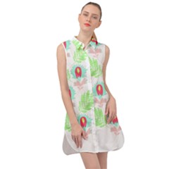 Batik T- Shirt Batik Flowers Pattern 18 Sleeveless Shirt Dress by maxcute