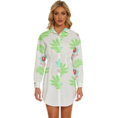 Batik T- Shirt Batik Flowers Pattern 18 Womens Long Sleeve Shirt Dress