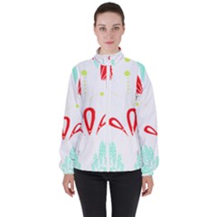 Batik T- Shirt Batik Flowers Pattern 4 Women s High Neck Windbreaker by maxcute