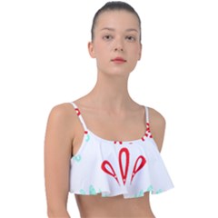 Batik T- Shirt Batik Flowers Pattern 4 Frill Bikini Top by maxcute