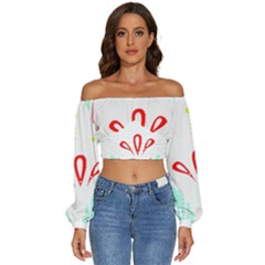 Batik T- Shirt Batik Flowers Pattern 4 Long Sleeve Crinkled Weave Crop Top