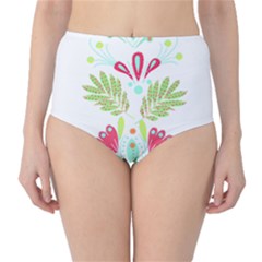 Batik T- Shirt Batik Flowers Pattern T- Shirt Classic High-waist Bikini Bottoms by maxcute