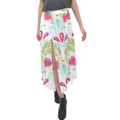 Batik T- Shirt Batik Flowers Pattern T- Shirt Velour Split Maxi Skirt