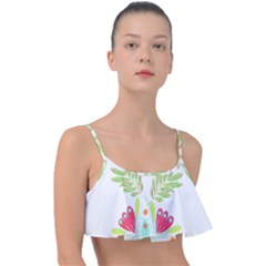 Batik T- Shirt Batik Flowers Pattern T- Shirt Frill Bikini Top by maxcute