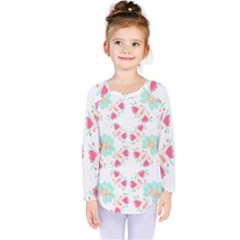 Batik T- Shirt Flowers Batik Pattern T- Shirt Kids  Long Sleeve Tee