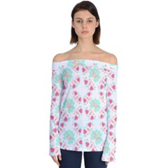 Batik T- Shirt Flowers Batik Pattern T- Shirt Off Shoulder Long Sleeve Top by maxcute