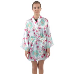 Batik T- Shirt Flowers Batik Pattern T- Shirt Long Sleeve Satin Kimono by maxcute