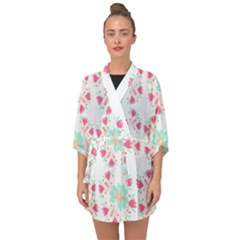 Batik T- Shirt Flowers Batik Pattern T- Shirt Half Sleeve Chiffon Kimono by maxcute