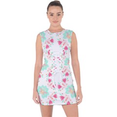 Batik T- Shirt Flowers Batik Pattern T- Shirt Lace Up Front Bodycon Dress by maxcute