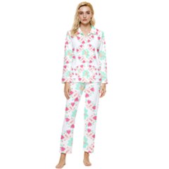 Batik T- Shirt Flowers Batik Pattern T- Shirt Womens  Long Sleeve Velvet Pocket Pajamas Set by maxcute