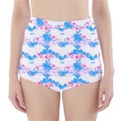 Bats Pattern T- Shirt White Bats And Bows Blue Pink T- Shirt High-waisted Bikini Bottoms by maxcute