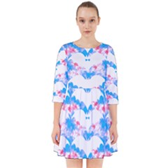 Bats Pattern T- Shirt White Bats And Bows Blue Pink T- Shirt Smock Dress by maxcute