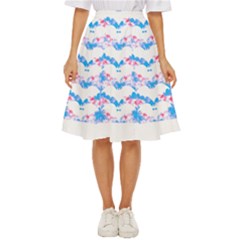 Bats Pattern T- Shirt White Bats And Bows Blue Pink T- Shirt Classic Short Skirt by maxcute