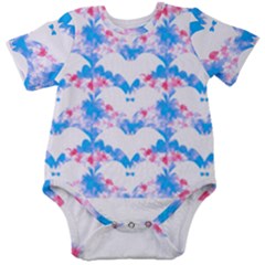 Bats Pattern T- Shirt White Bats And Bows Blue Pink T- Shirt Baby Short Sleeve Bodysuit by maxcute