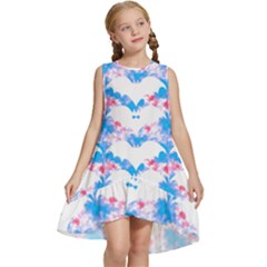 Bats Pattern T- Shirt White Bats And Bows Blue Pink T- Shirt Kids  Frill Swing Dress by maxcute