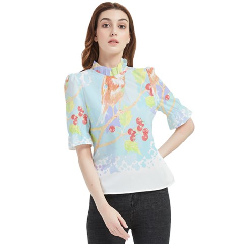 Bird Lover T- Shirtbird T- Shirt (10) Frill Neck Blouse by maxcute