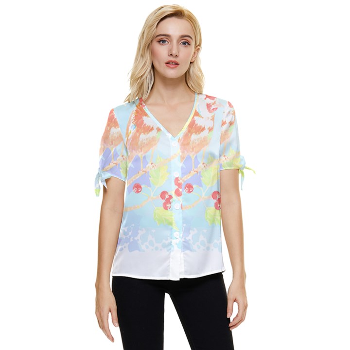 Bird Lover T- Shirtbird T- Shirt (10) Bow Sleeve Button Up Top