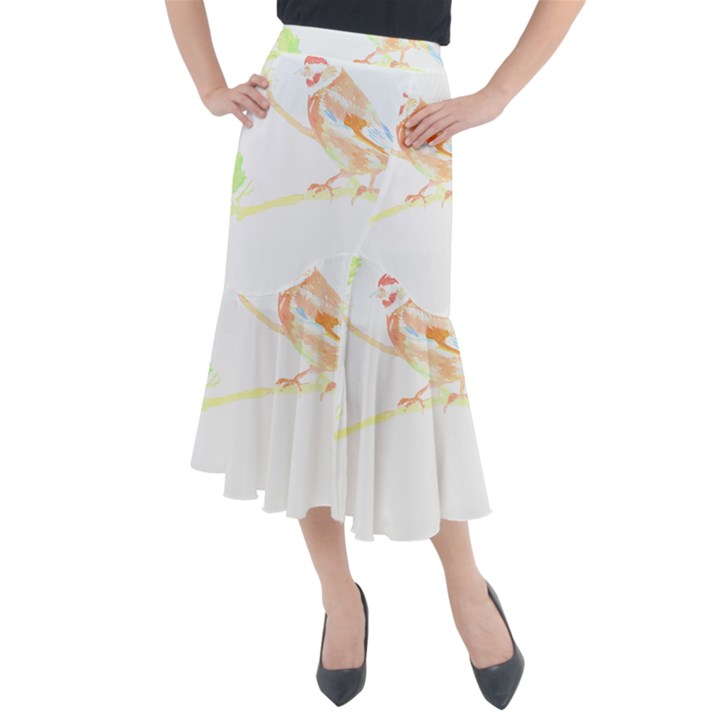 Bird Lover T- Shirtbird T- Shirt (12) Midi Mermaid Skirt