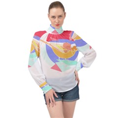 Bird Lover T- Shirtbird T- Shirt (21) High Neck Long Sleeve Chiffon Top by maxcute