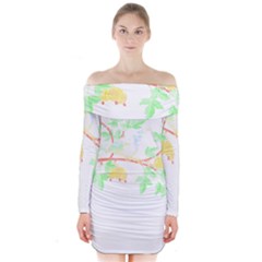 Bird Lover T- Shirtbird T- Shirt (23) Long Sleeve Off Shoulder Dress by maxcute