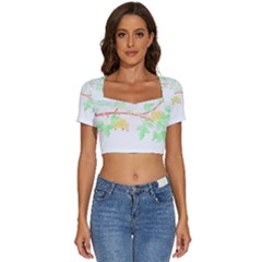 Bird Lover T- Shirtbird T- Shirt (23) Short Sleeve Square Neckline Crop Top 